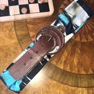 Leather and satin belt